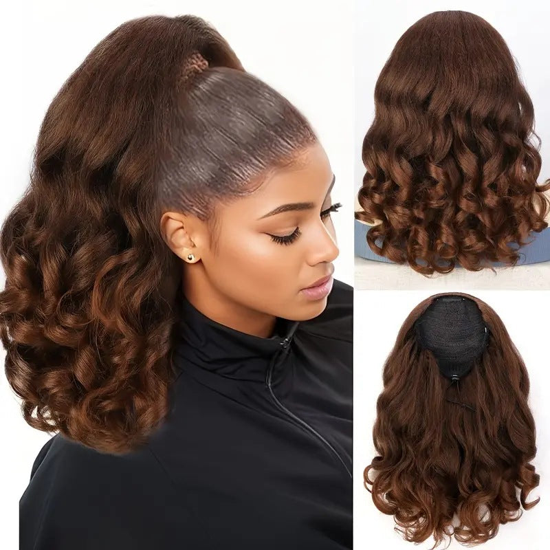 Ponytail Fluffy Short Curly Hair